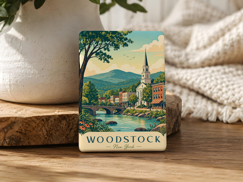 Woodstock NY Fridge Magnet, Woodstock New York Souvenir Magnet, Catskills Travel Gift, Upstate NY Keepsake Magnet