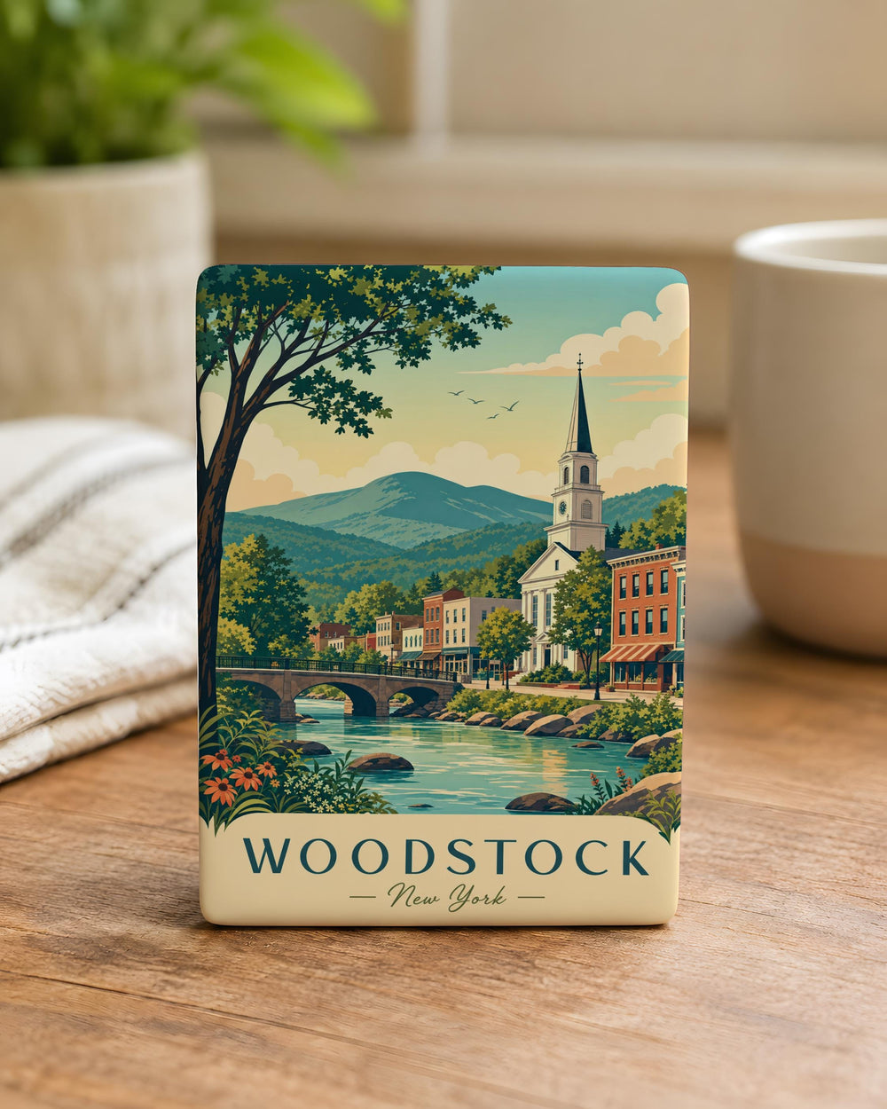 Woodstock NY Fridge Magnet, Woodstock New York Souvenir Magnet, Catskills Travel Gift, Upstate NY Keepsake Magnet