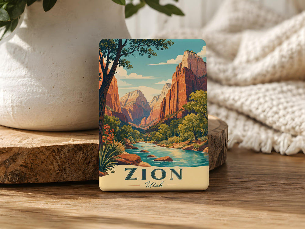 Zion National Park Fridge Magnet, Utah Travel Souvenir, Canyon Landscape Keepsake, National Park Gift for Hikers and Campers