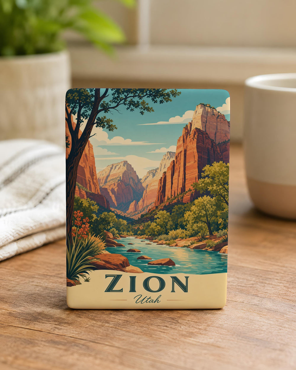 Zion National Park Fridge Magnet, Utah Travel Souvenir, Canyon Landscape Keepsake, National Park Gift for Hikers and Campers