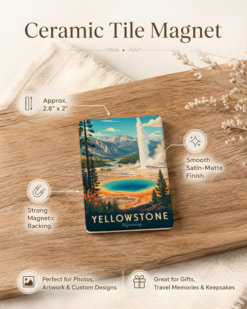 Yellowstone National Park Fridge Magnet, Yellowstone Souvenir Magnet, Wyoming Travel Gift, USA National Parks Magnet