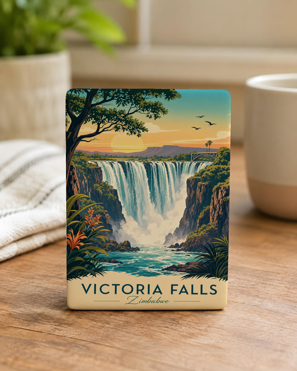 Victoria Falls Fridge Magnet, Zimbabwe Zambia Waterfall Souvenir, Zambezi River Landmark Travel Keepsake Magnet