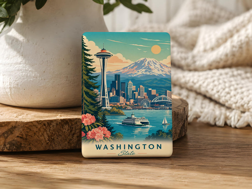 Washington State Fridge Magnet, Washington Souvenir Magnet, Seattle Space Needle Magnet, Pacific Northwest Travel Gift