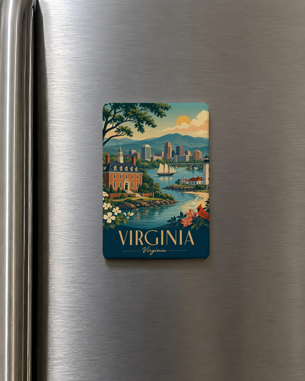 Virginia Fridge Magnet, Virginia State Souvenir Magnet, Virginia Travel Gift, Virginia Keepsake, Virginia Home Decor Magnet