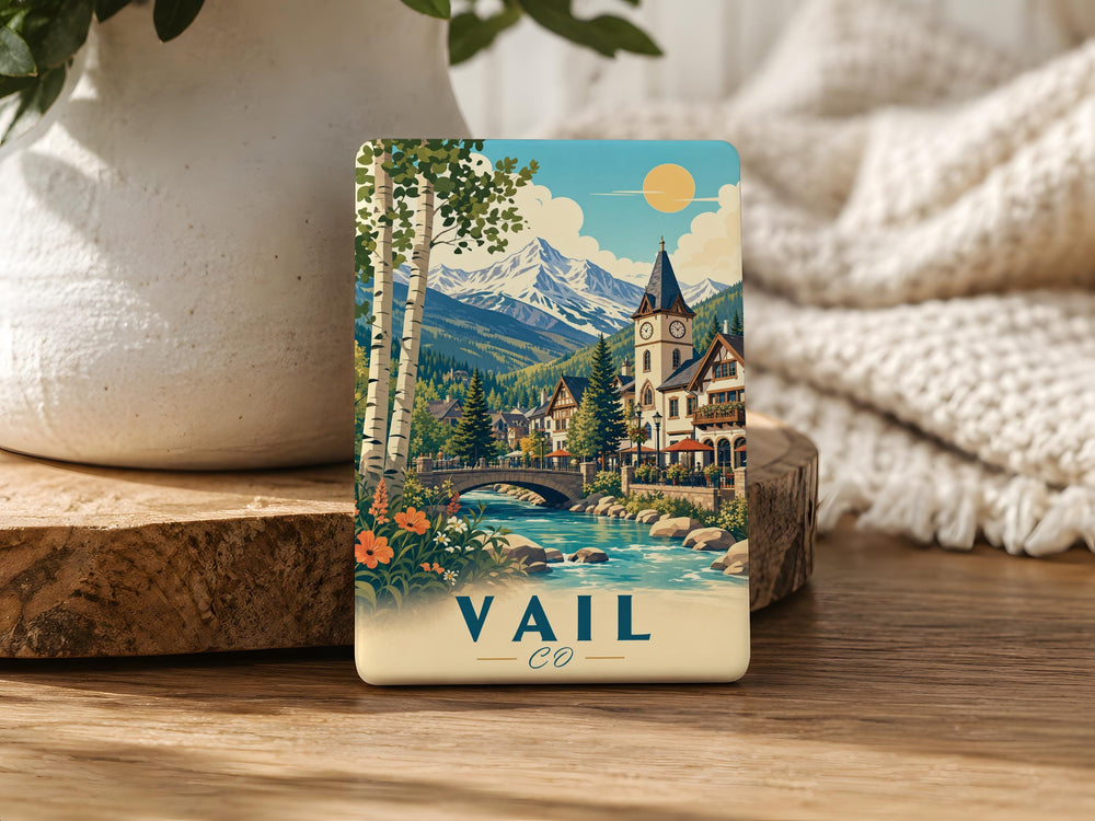 Vail Colorado Fridge Magnet, Vail CO Souvenir Magnet, Rocky Mountain Ski Town Travel Keepsake Magnet