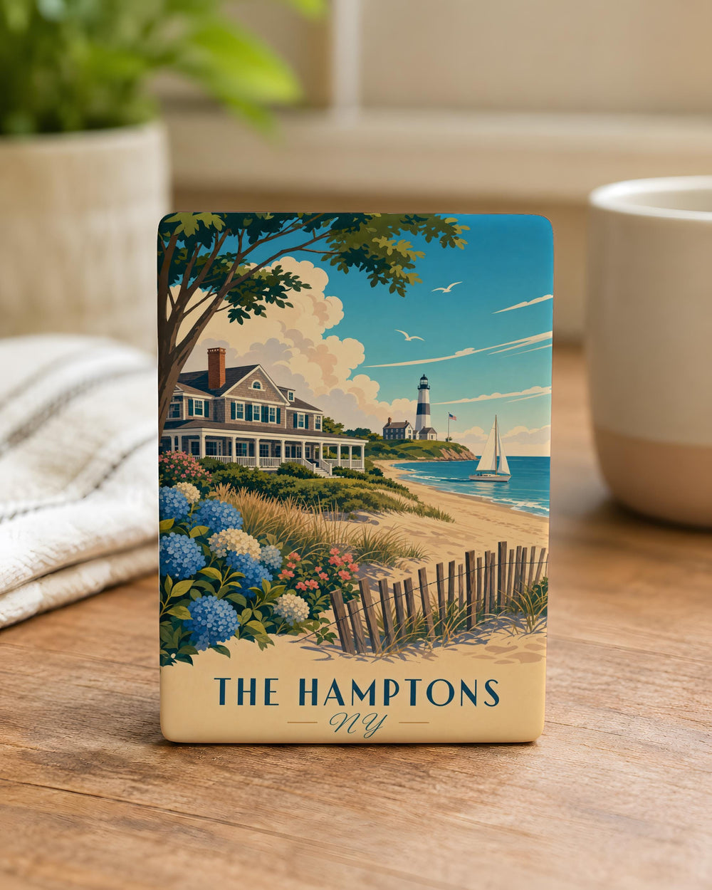 The Hamptons NY Fridge Magnet, Hamptons New York Souvenir Magnet, Long Island Travel Gift, Coastal Town Keepsake Magnet