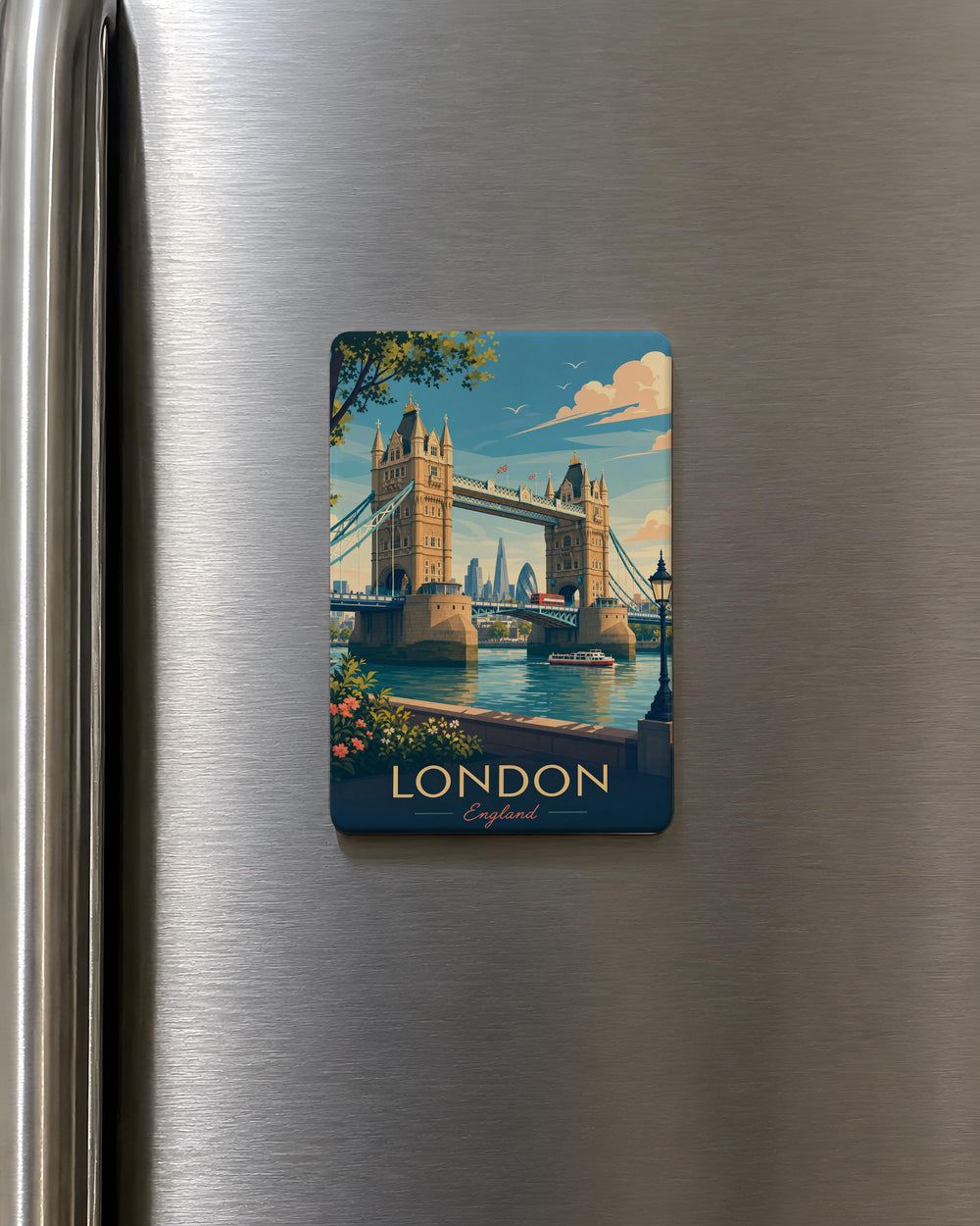 Tower Bridge London Fridge Magnet, UK Landmark Souvenir Magnet, Thames River Travel Gift, England City Keepsake Magnet
