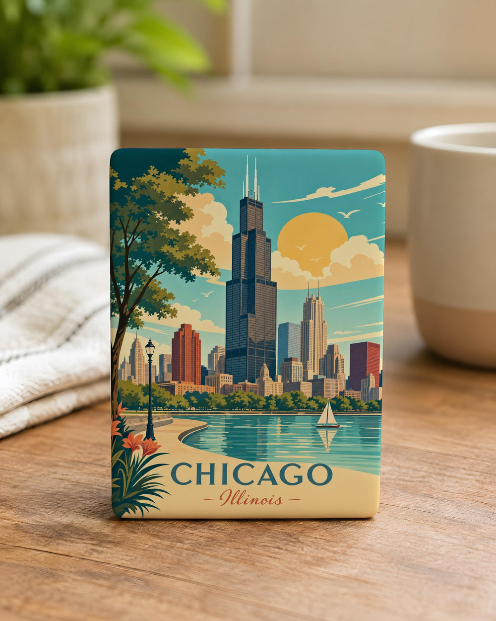 Willis Tower Fridge Magnet, Chicago Skyline Souvenir Magnet, Illinois Landmark Refrigerator Magnet, Chicago Gift for Travelers