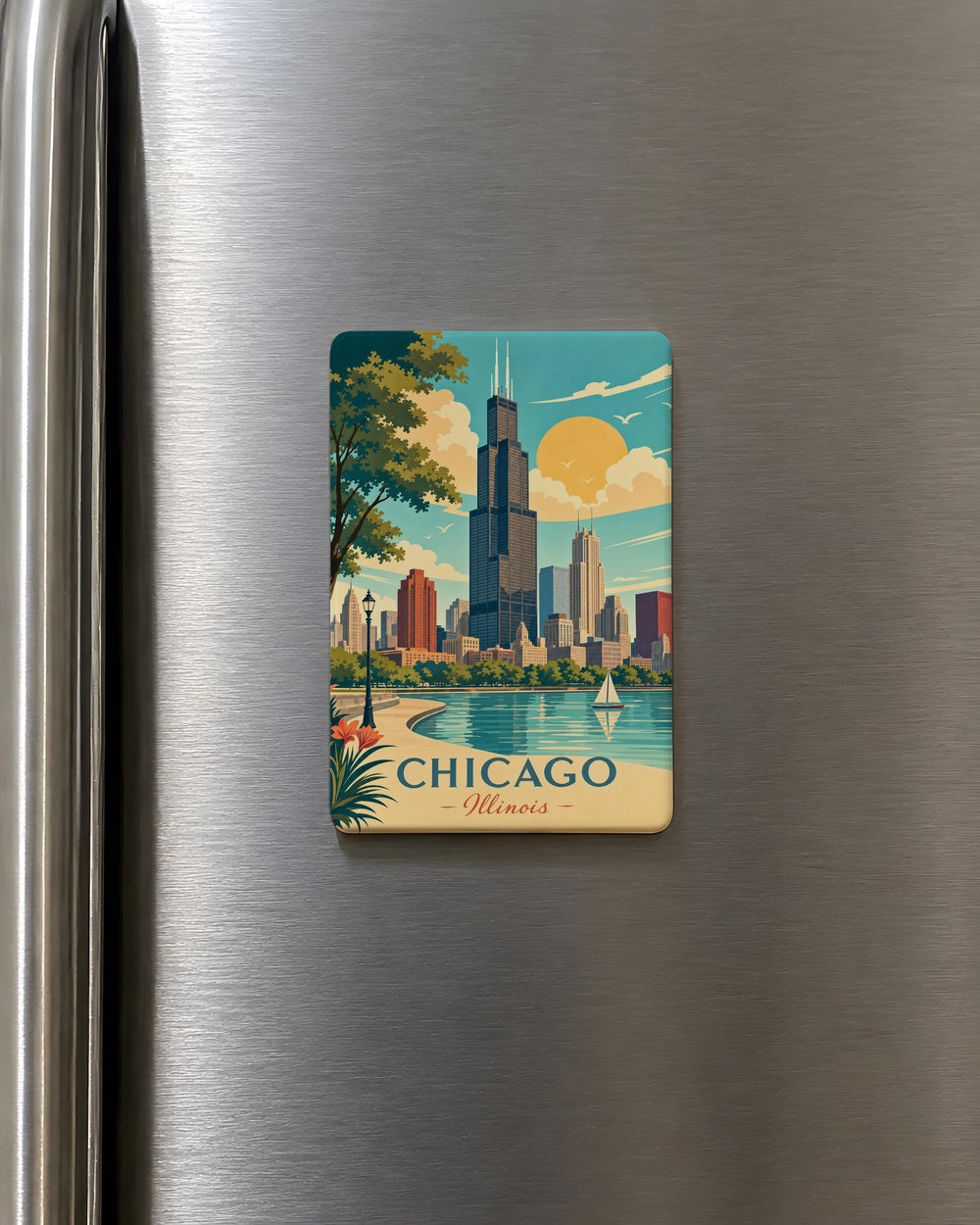 Willis Tower Fridge Magnet, Chicago Skyline Souvenir Magnet, Illinois Landmark Refrigerator Magnet, Chicago Gift for Travelers