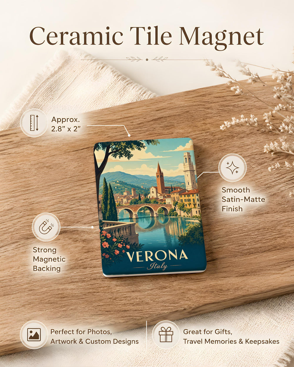 Verona Italy Fridge Magnet, Verona Travel Souvenir, Italy Vacation Keepsake, Verona Landmark Gift, Italian City Magnet