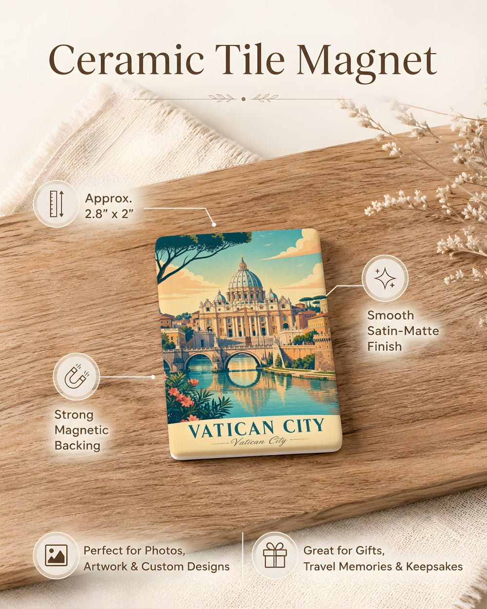 Vatican City Fridge Magnet, Vatican City Souvenir Magnet, Rome Italy Travel Landmark Gift, Catholic Vatican Keepsake Magnet