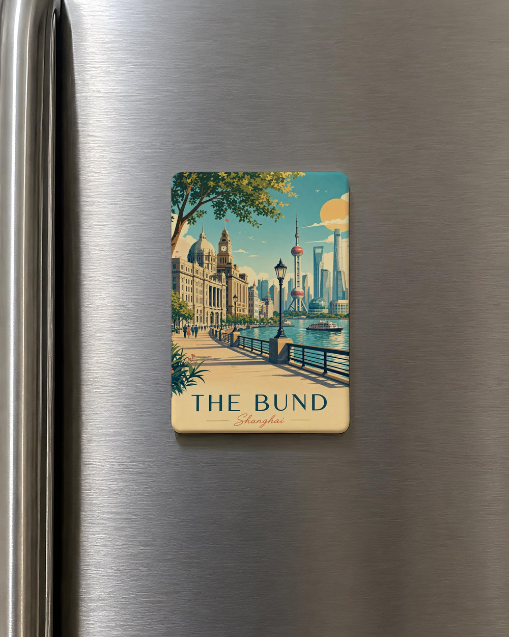 The Bund Shanghai Skyline Fridge Magnet, Waterfront Promenade Landmark Souvenir Magnet, China Travel Gift Magnet
