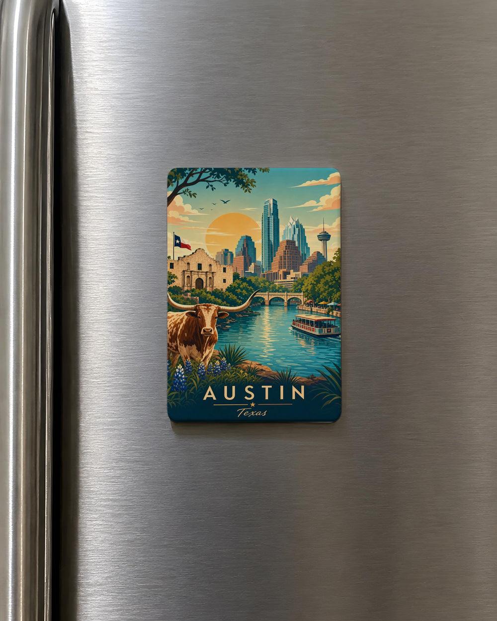 Texas Fridge Magnet, Texas State Souvenir Magnet, Lone Star State Travel Keepsake, Texas Gift, USA State Magnet