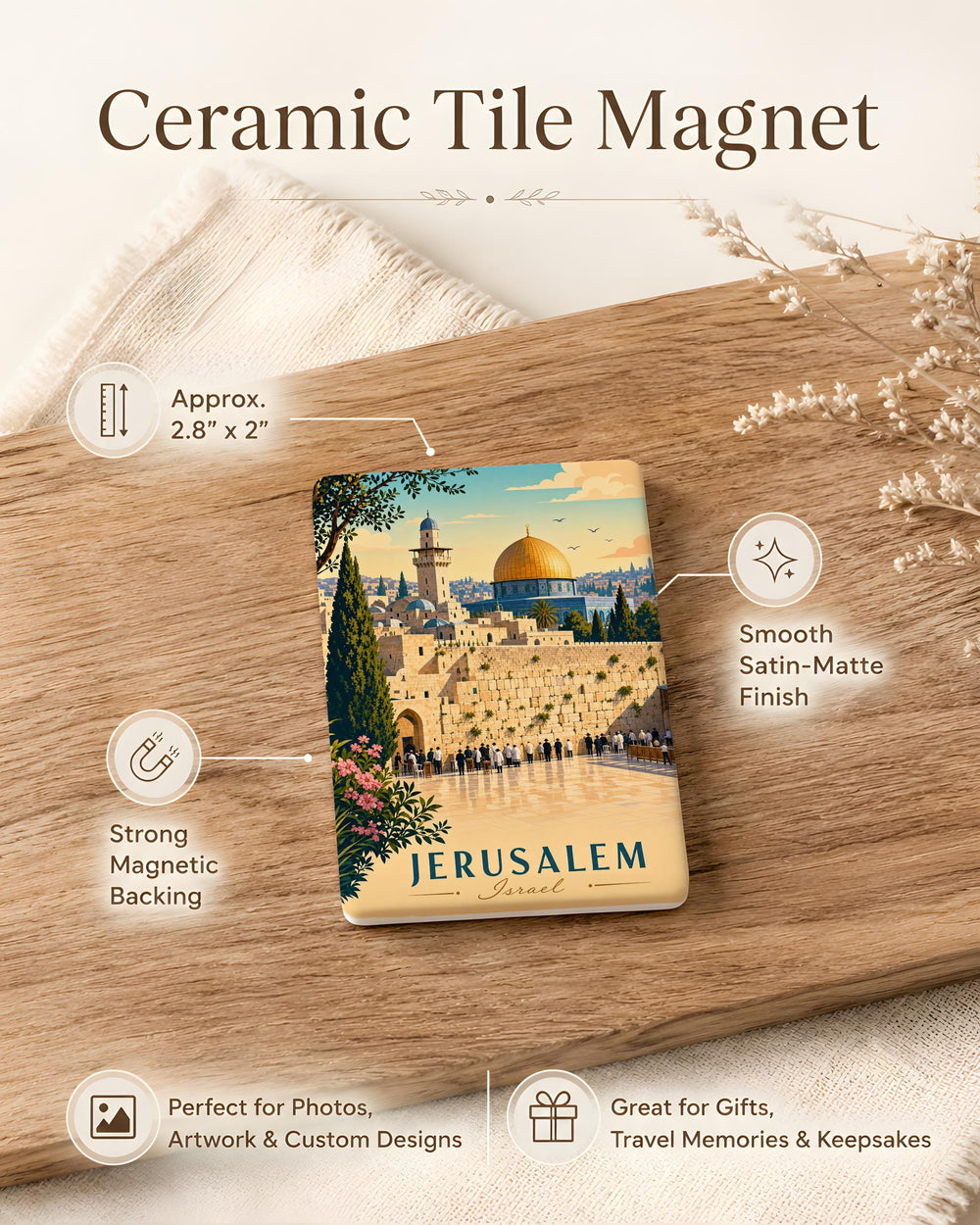 Western Wall Fridge Magnet, Jerusalem Holy Site Souvenir, Jewish Prayer Wall Keepsake, Israel Travel Gift Magnet