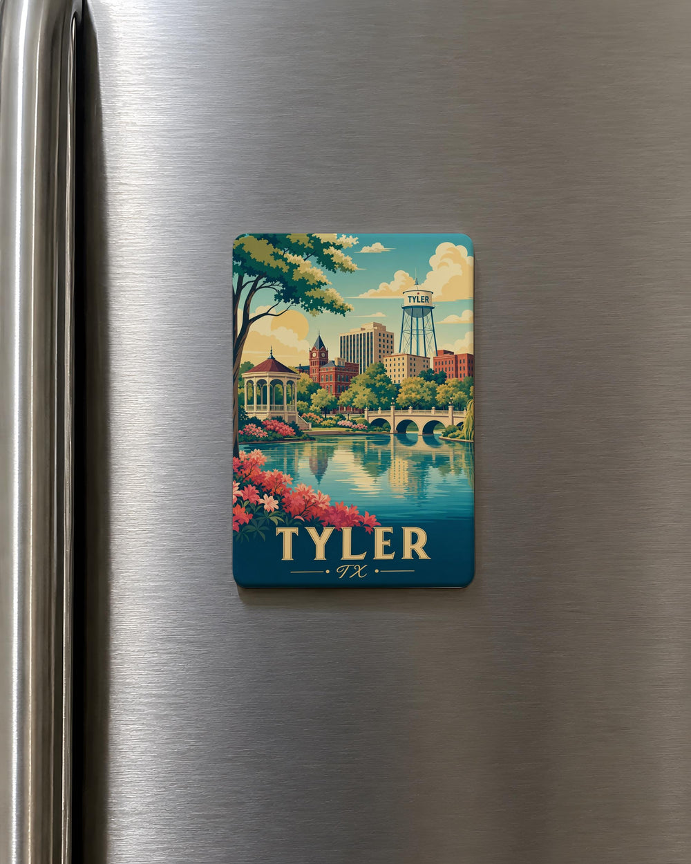Tyler TX Fridge Magnet, Tyler Texas Souvenir Magnet, City Name Travel Keepsake, Texas Gift for Tyler Lovers