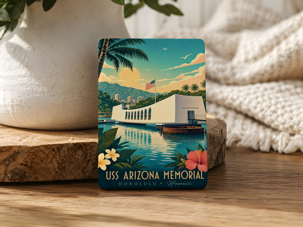 USS Arizona Memorial Fridge Magnet, Pearl Harbor Hawaii Souvenir, WWII Historic Landmark Magnet, Naval Memorial Keepsake Gift