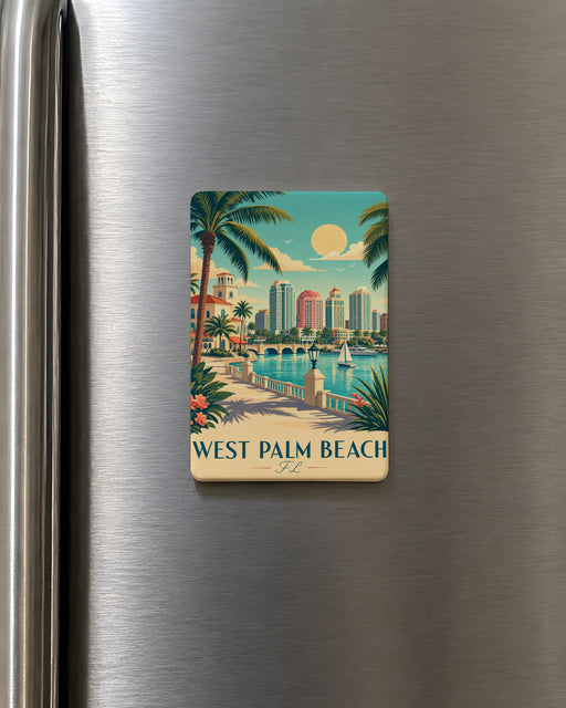 West Palm Beach FL Fridge Magnet, Florida Souvenir Magnet, West Palm Beach Travel Gift, Palm Beach County Refrigerator Magnet