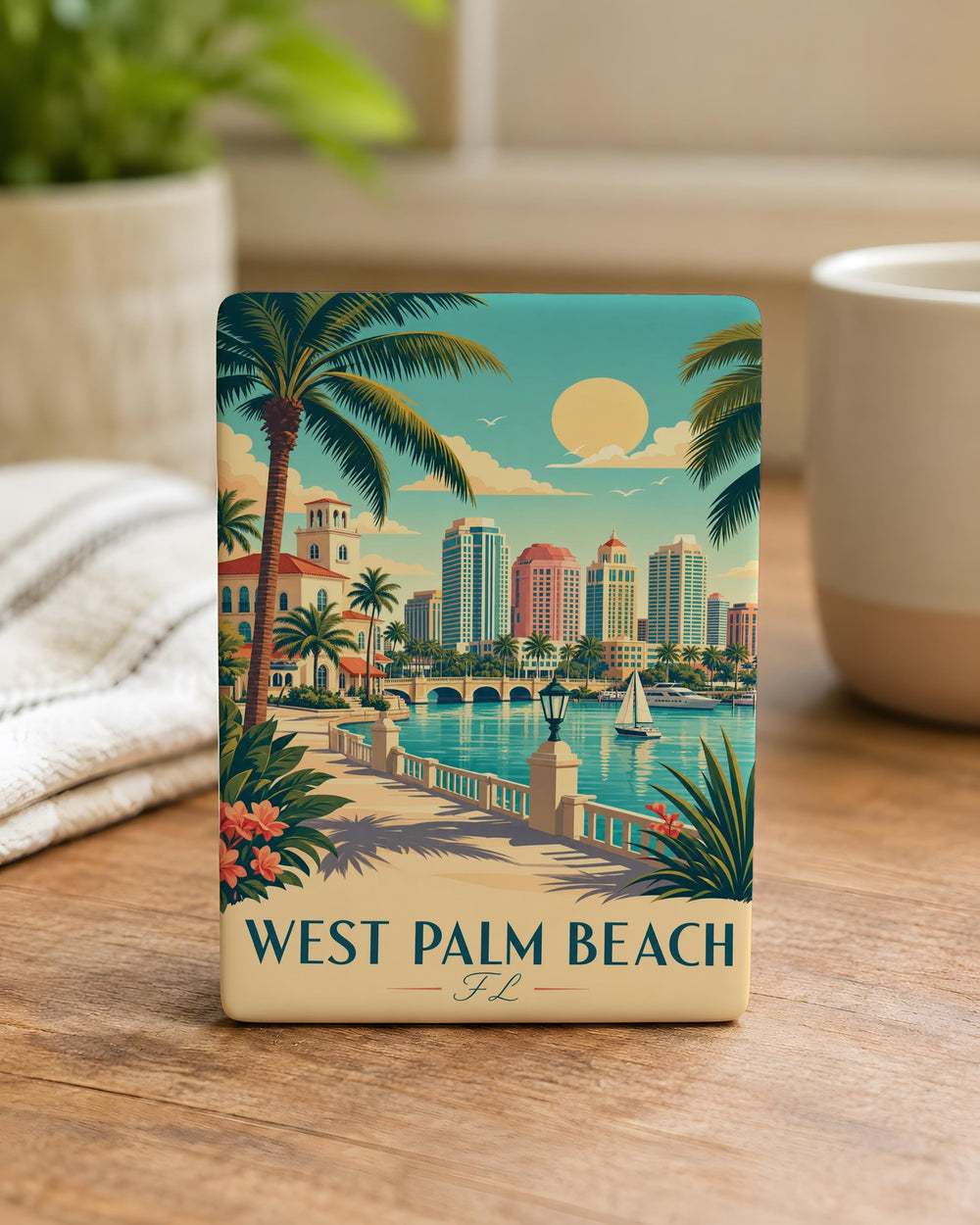 West Palm Beach FL Fridge Magnet, Florida Souvenir Magnet, West Palm Beach Travel Gift, Palm Beach County Refrigerator Magnet