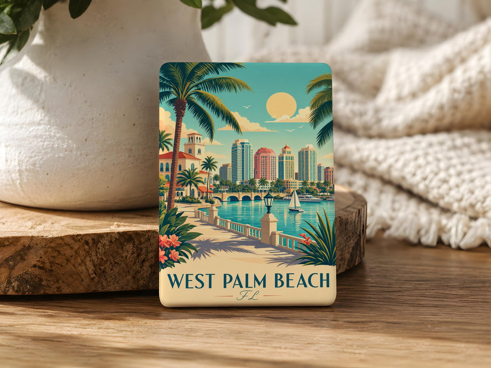 West Palm Beach FL Fridge Magnet, Florida Souvenir Magnet, West Palm Beach Travel Gift, Palm Beach County Refrigerator Magnet