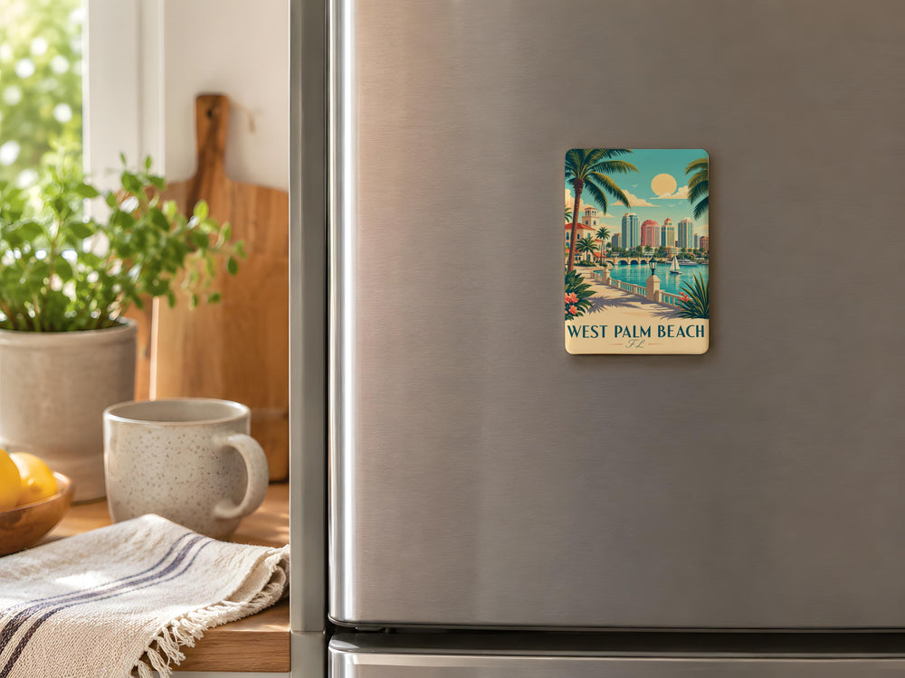 West Palm Beach FL Fridge Magnet, Florida Souvenir Magnet, West Palm Beach Travel Gift, Palm Beach County Refrigerator Magnet