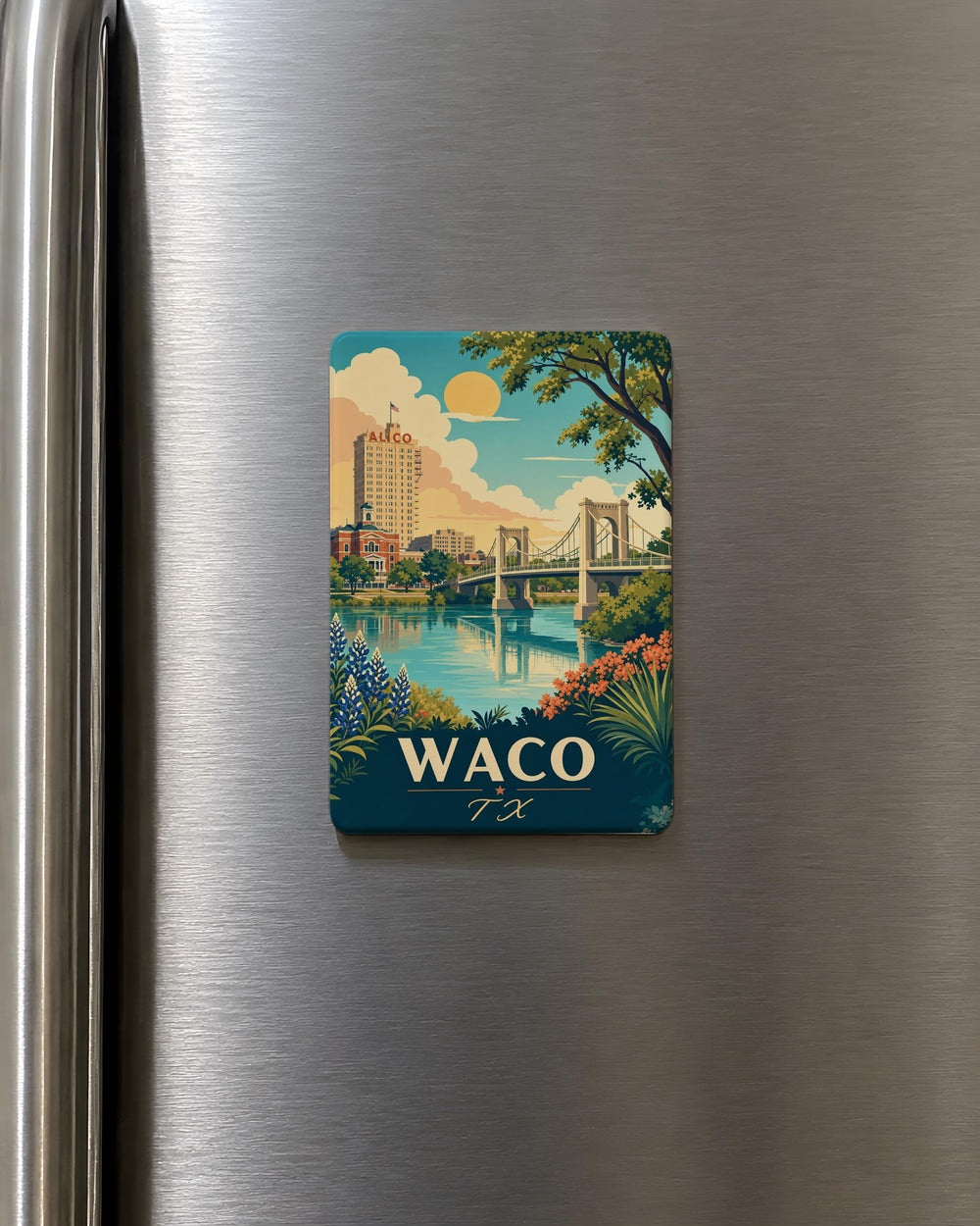 Waco TX Fridge Magnet, Waco Texas Souvenir Magnet, Waco Landmark Travel Keepsake, Texas Gift for Waco Lovers
