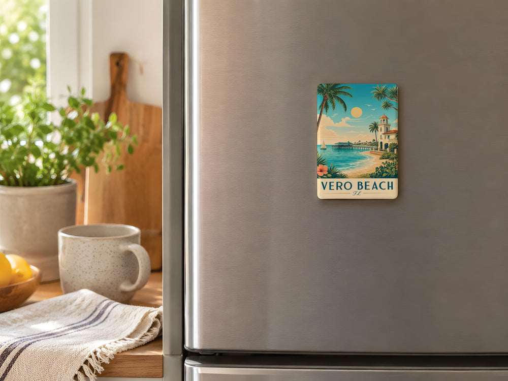 Vero Beach Florida Fridge Magnet, Vero Beach FL Souvenir Magnet, Coastal Beach Town Travel Gift, Vacation Keepsake Magnet