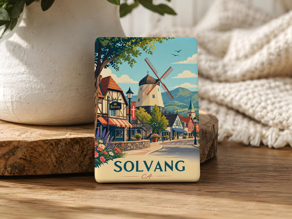 Solvang CA Fridge Magnet, Solvang California Souvenir Magnet, Danish Village Landmark Travel Keepsake Gift