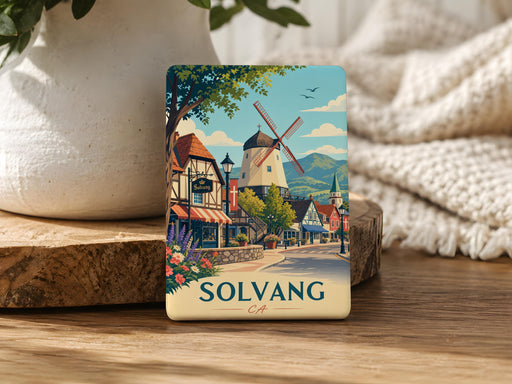 Solvang CA Fridge Magnet, Solvang California Souvenir Magnet, Danish Village Landmark Travel Keepsake Gift
