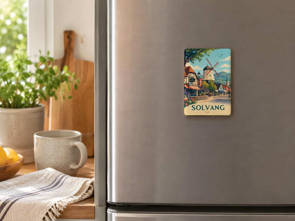 Solvang CA Fridge Magnet, Solvang California Souvenir Magnet, Danish Village Landmark Travel Keepsake Gift