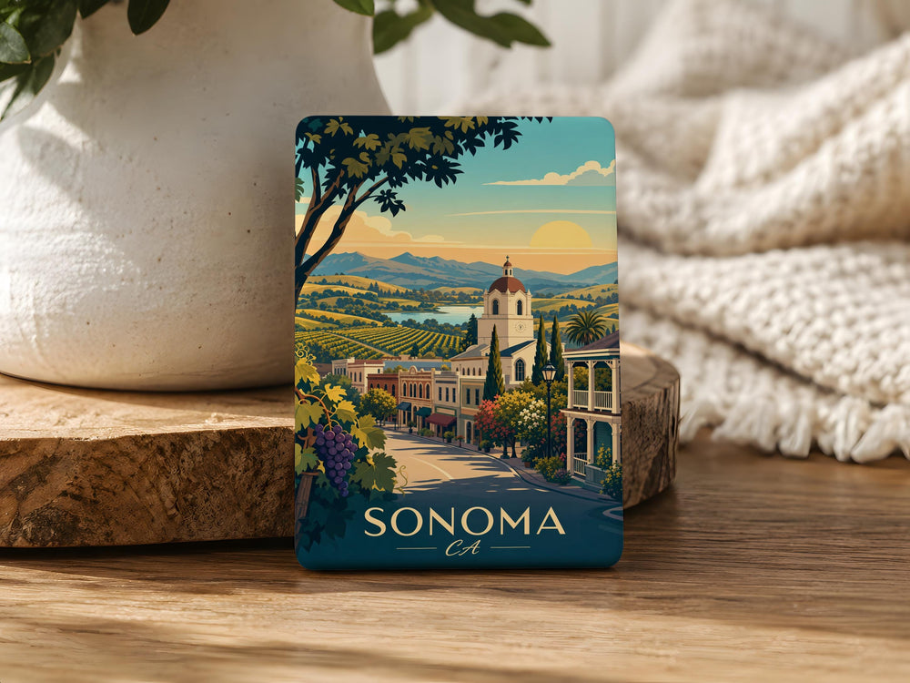 Sonoma CA Fridge Magnet, Sonoma California Souvenir Magnet, Wine Country Travel Gift, Sonoma Valley Keepsake Magnet