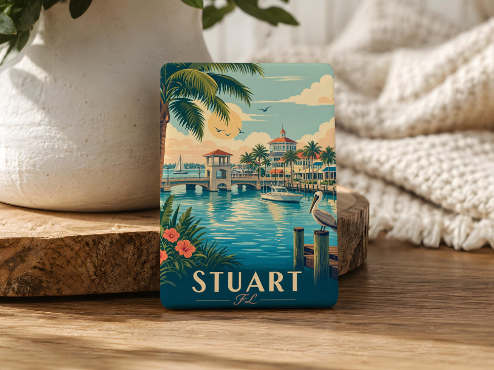 Stuart Florida Fridge Magnet, Stuart FL Souvenir Magnet, Florida Travel Gift, Coastal Town Keepsake, Vacation Memento Magnet