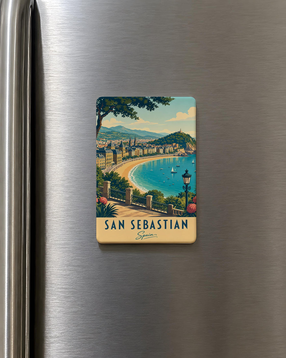 San Sebastian Spain Fridge Magnet, Donostia Basque Country Souvenir, La Concha Beach Travel Keepsake Magnet