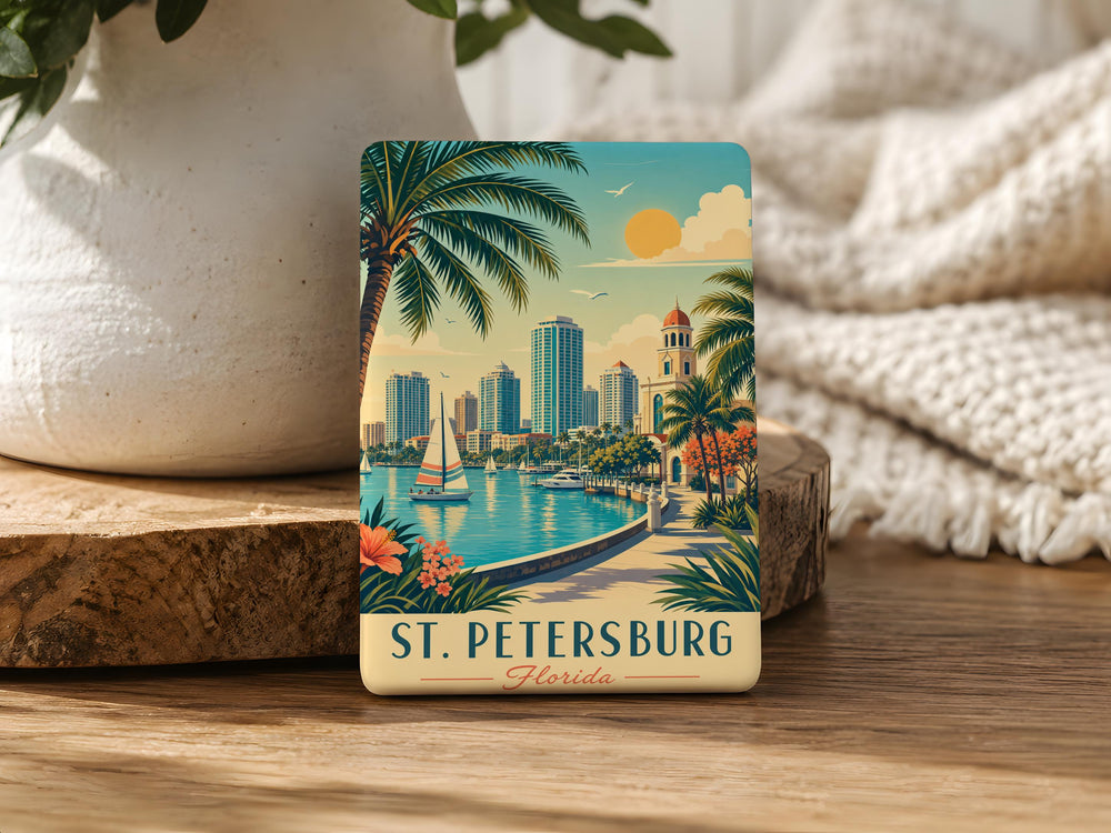St Petersburg Florida Fridge Magnet, St Pete FL Souvenir Magnet, Tampa Bay Travel Gift, Florida Vacation Keepsake Magnet