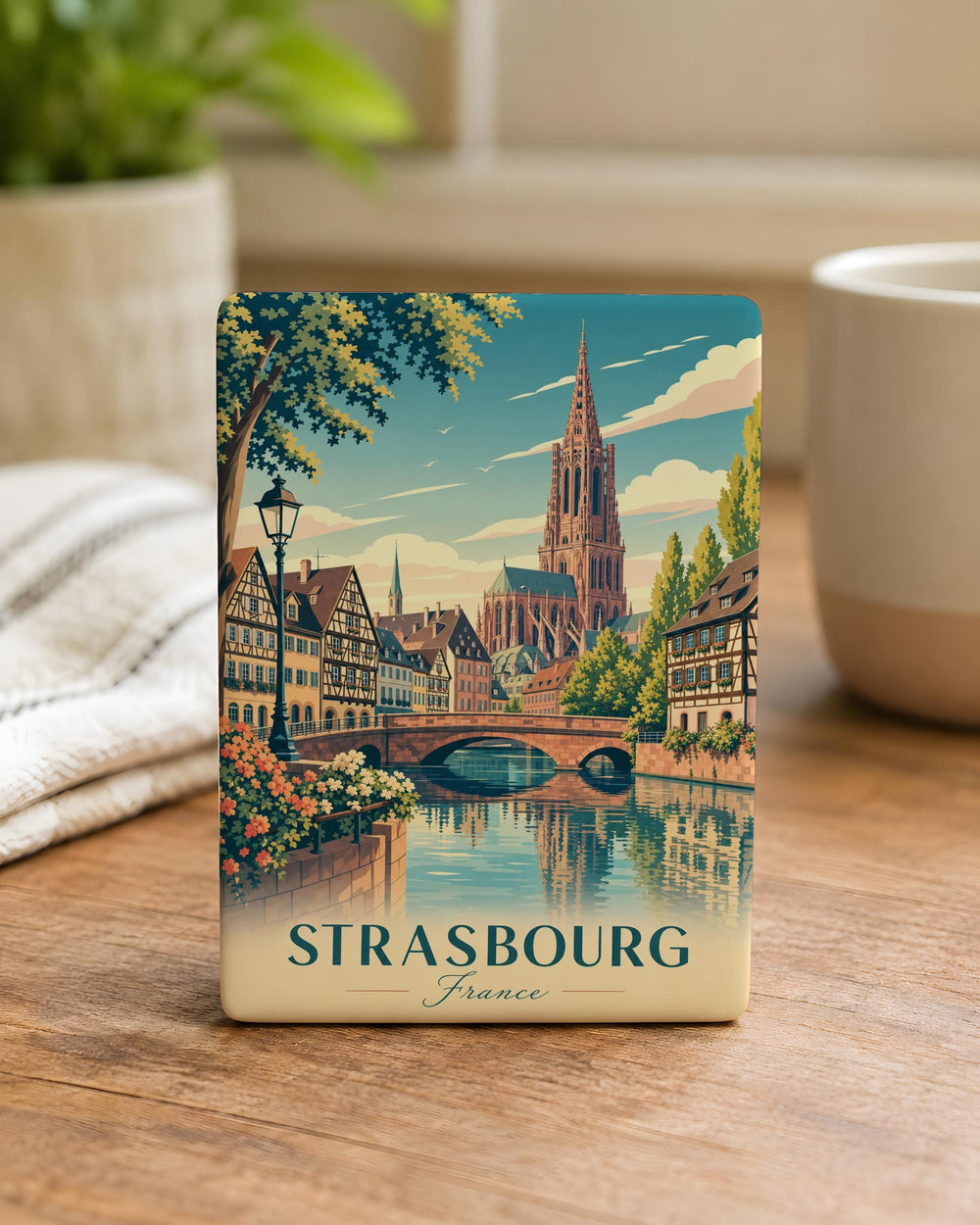 Strasbourg France Fridge Magnet, Strasbourg Souvenir Magnet, Alsace Travel Gift, Strasbourg Landmark Refrigerator Magnet