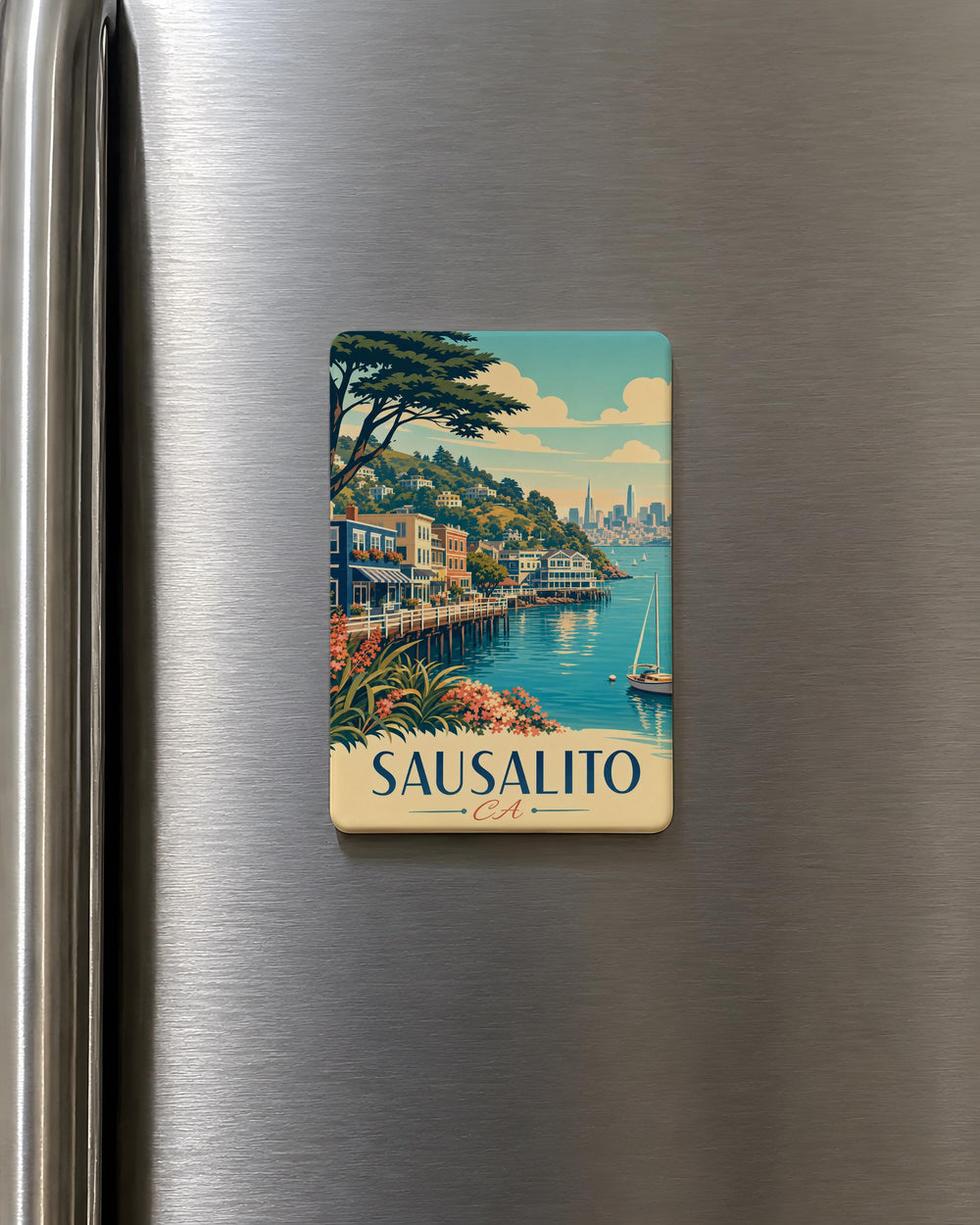 Sausalito CA Fridge Magnet, Sausalito California Souvenir Magnet, Bay Area Travel Gift, Coastal Town Keepsake Magnet