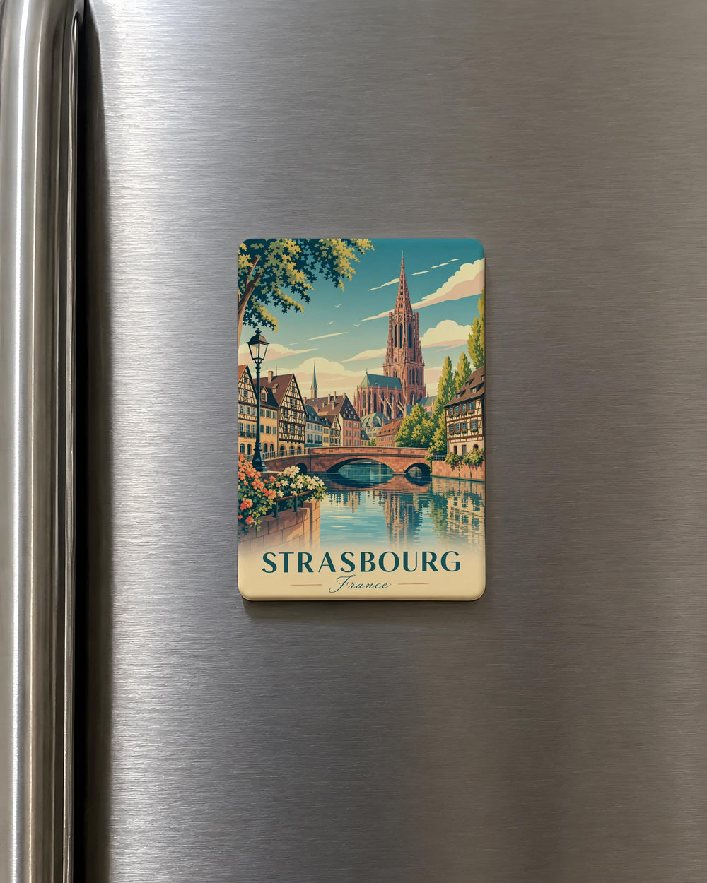 Strasbourg France Fridge Magnet, Strasbourg Souvenir Magnet, Alsace Travel Gift, Strasbourg Landmark Refrigerator Magnet