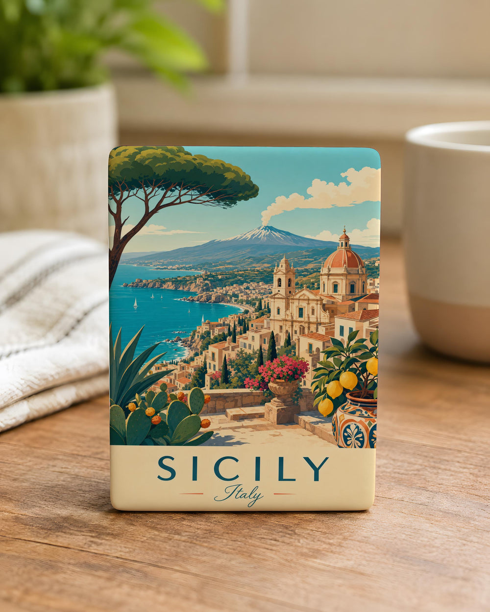 Sicily Italy Fridge Magnet, Sicilia Souvenir Magnet, Palermo Catania Taormina Travel Gift, Italian Island Keepsake Magnet