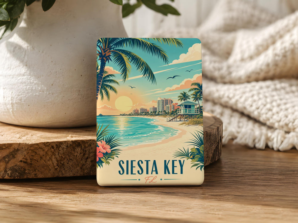 Siesta Key FL Fridge Magnet, Siesta Key Florida Souvenir Magnet, Beach Town Vacation Travel Gift, Coastal Keepsake Magnet