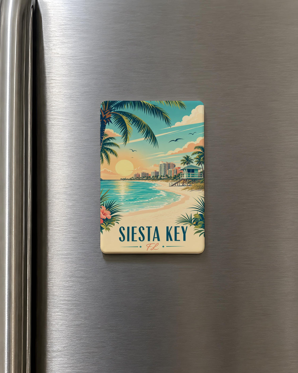 Siesta Key FL Fridge Magnet, Siesta Key Florida Souvenir Magnet, Beach Town Vacation Travel Gift, Coastal Keepsake Magnet