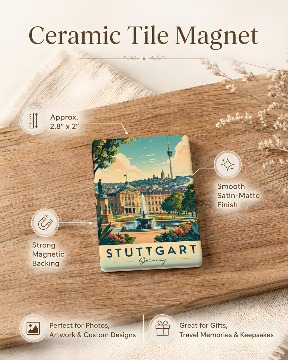 Stuttgart Germany Fridge Magnet, Stuttgart City Souvenir Magnet, Germany Travel Gift, Stuttgart Landmark Refrigerator Magnet