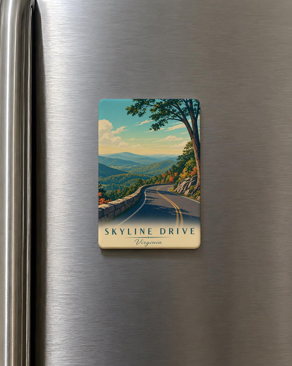 Skyline Drive Fridge Magnet, Scenic Mountain Road Overlook Souvenir Magnet, Shenandoah National Park Travel Gift