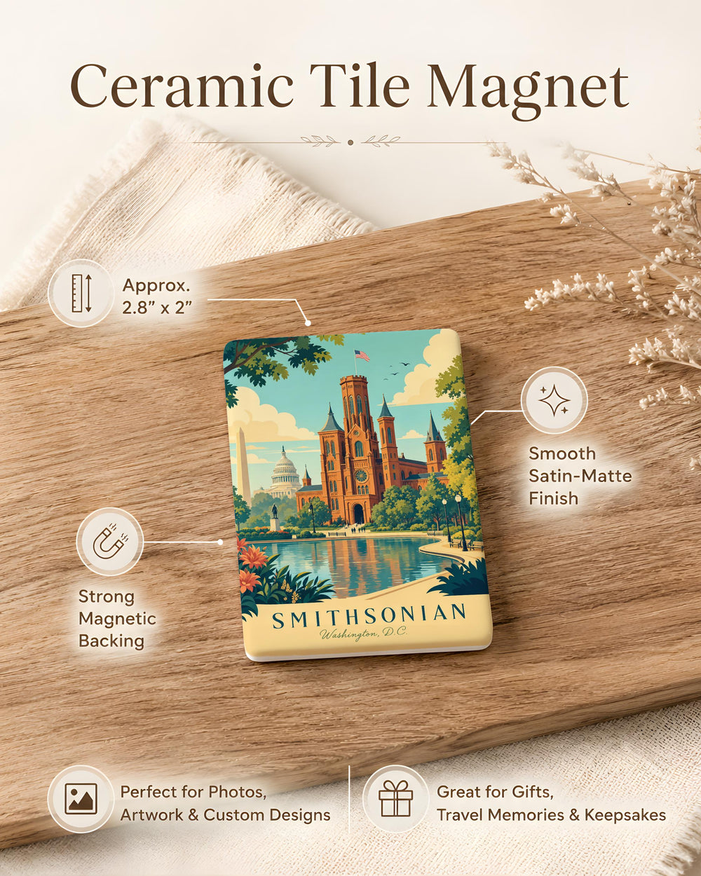 Smithsonian Fridge Magnet, Smithsonian Museum Souvenir Magnet, Washington DC Museum Magnet, Travel Keepsake Magnet