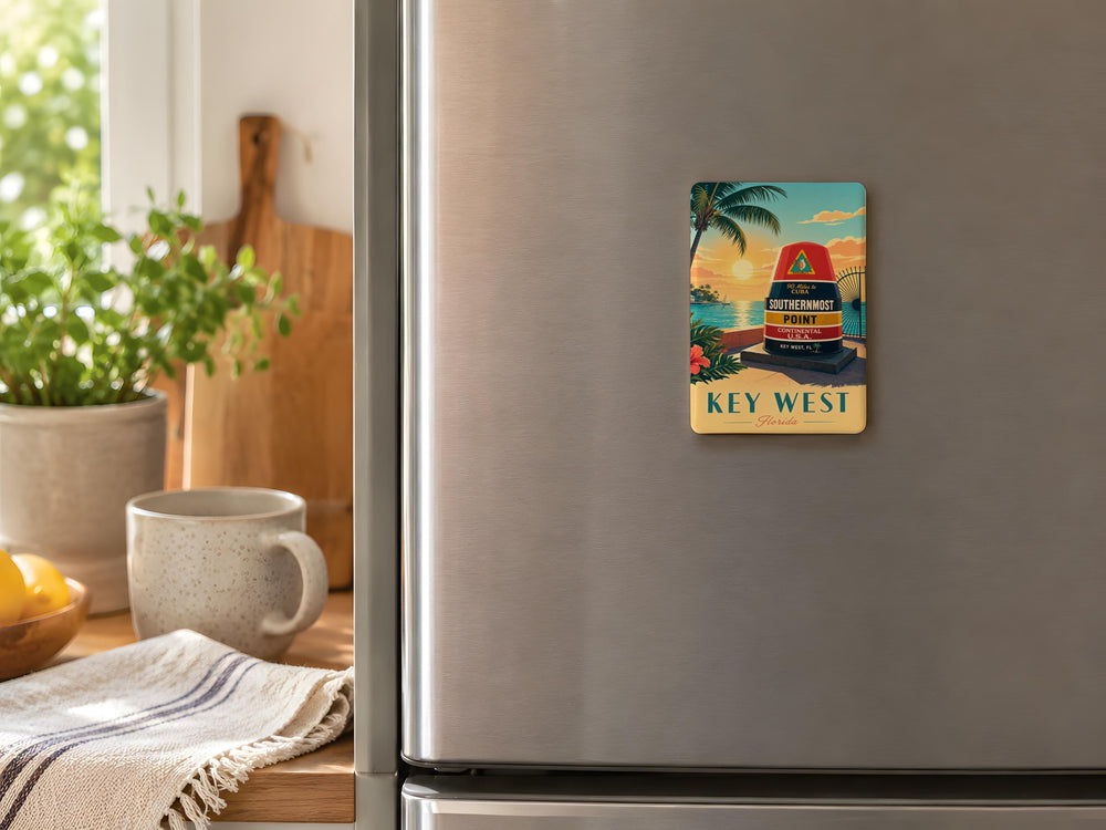 Southernmost Point Fridge Magnet, Key West Florida Landmark Souvenir, Mile Marker 0 Coastal Travel Keepsake