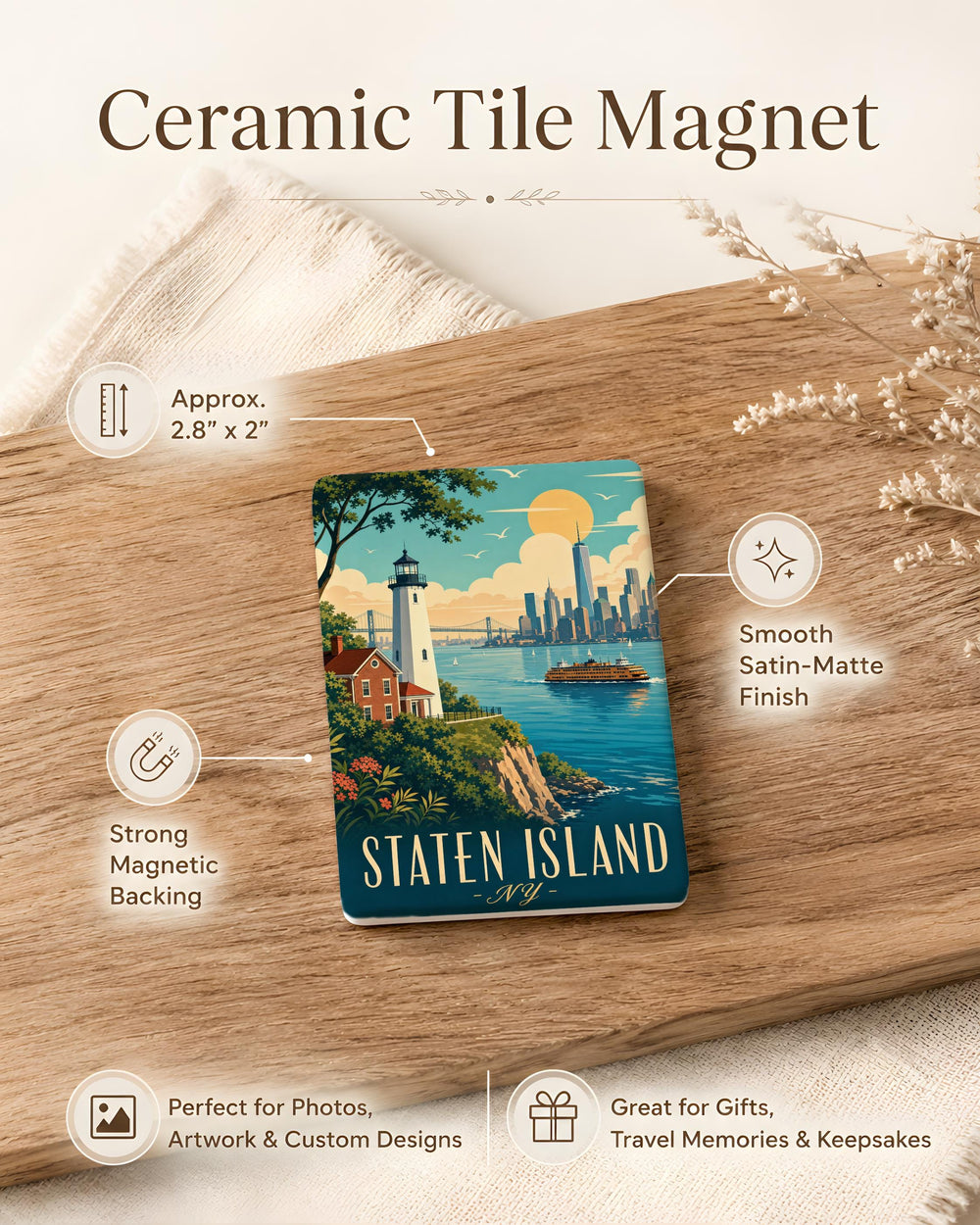 Staten Island NY Fridge Magnet, Staten Island New York Souvenir Magnet, Staten Island Travel Gift, NYC Borough Magnet