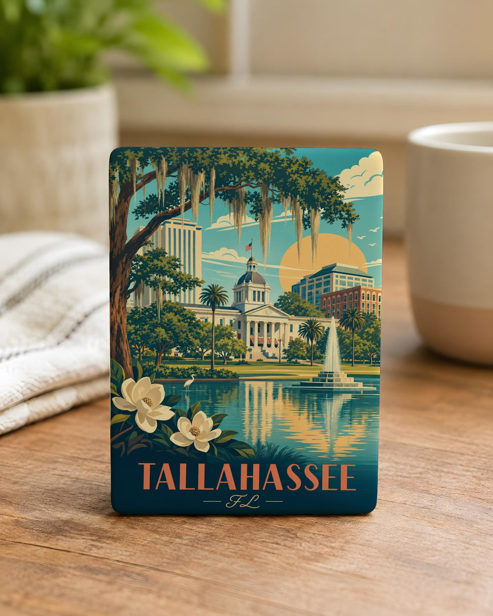Tallahassee Florida Fridge Magnet, Tallahassee FL Souvenir Magnet, Florida Capital Travel Gift, City Landmark Keepsake Magnet