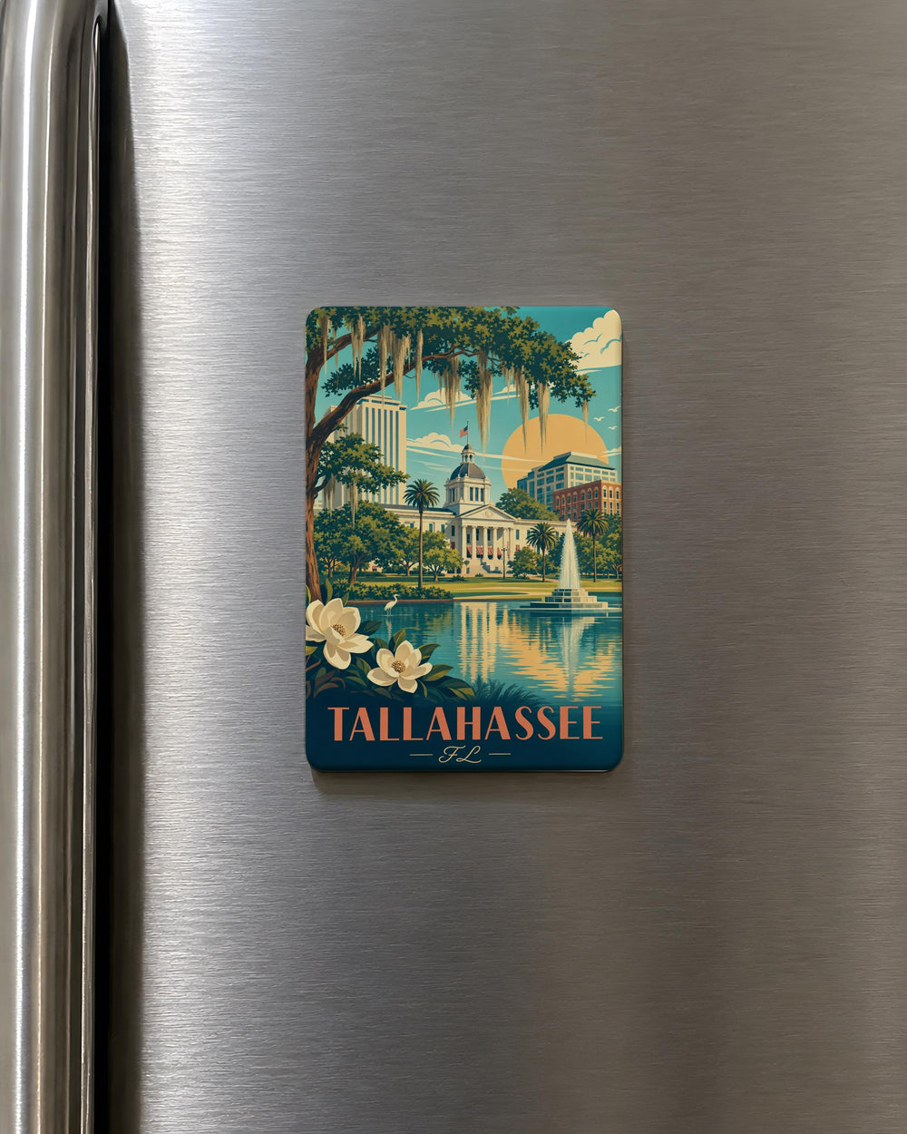 Tallahassee Florida Fridge Magnet, Tallahassee FL Souvenir Magnet, Florida Capital Travel Gift, City Landmark Keepsake Magnet