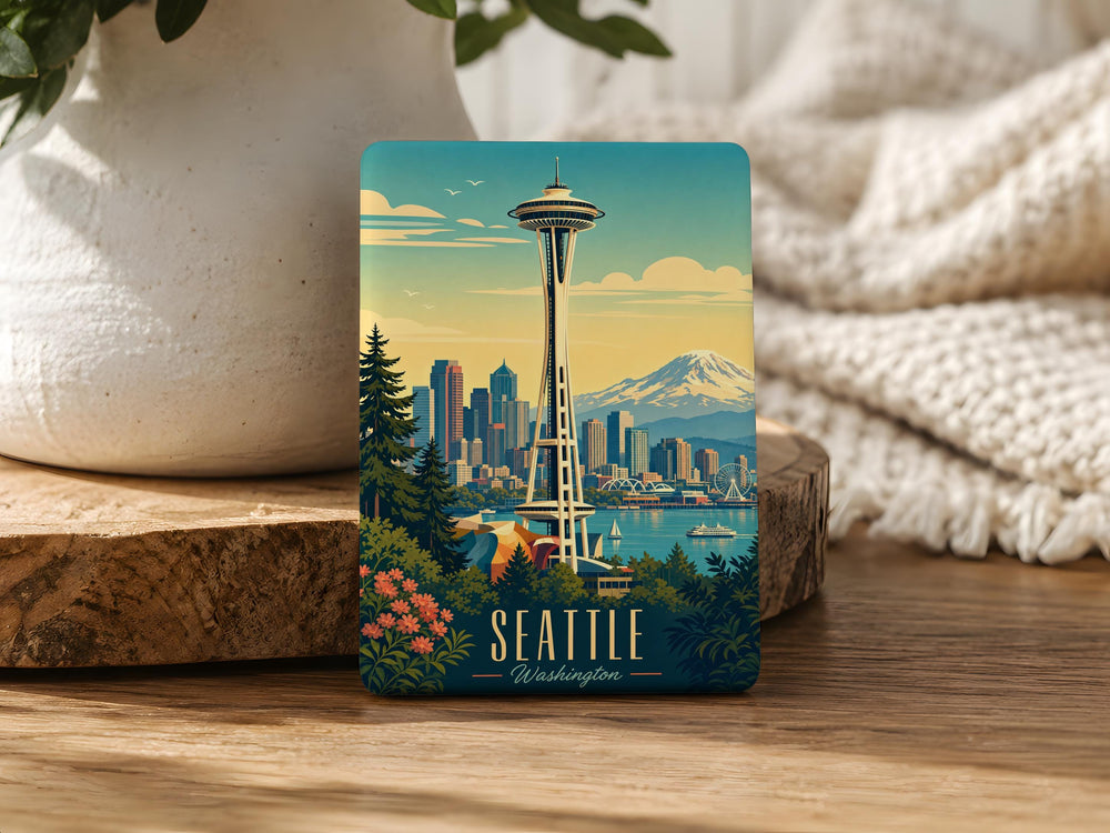 Space Needle Fridge Magnet, Seattle Landmark Souvenir Magnet, Washington Travel Keepsake, Pacific Northwest Gift