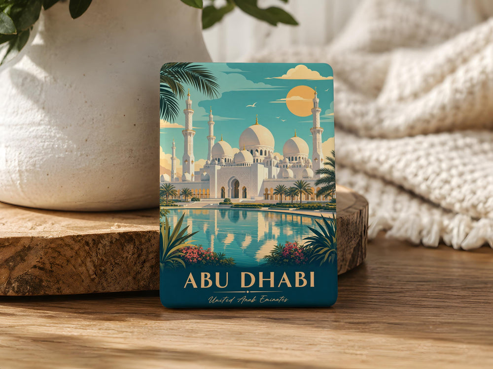 Sheikh Zayed Grand Mosque Fridge Magnet, Abu Dhabi Mosque Souvenir Magnet, UAE Landmark Refrigerator Magnet