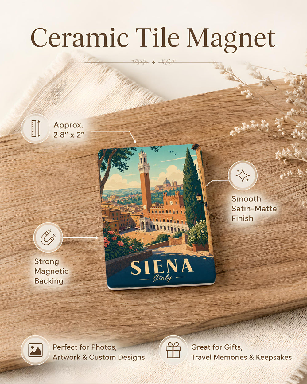 Siena Italy Fridge Magnet, Siena Tuscany Souvenir Magnet, Italian Travel Landmark Keepsake, Italy Vacation Gift Magnet
