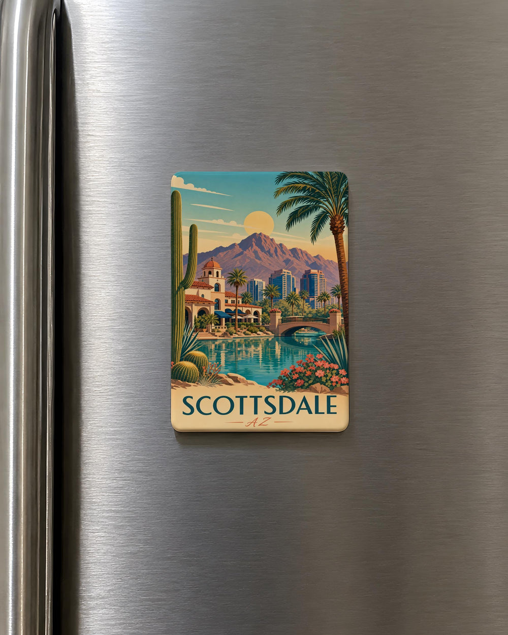 Scottsdale Arizona Fridge Magnet, Scottsdale AZ Souvenir Magnet, Desert Southwest Travel Gift, Arizona Vacation Keepsake